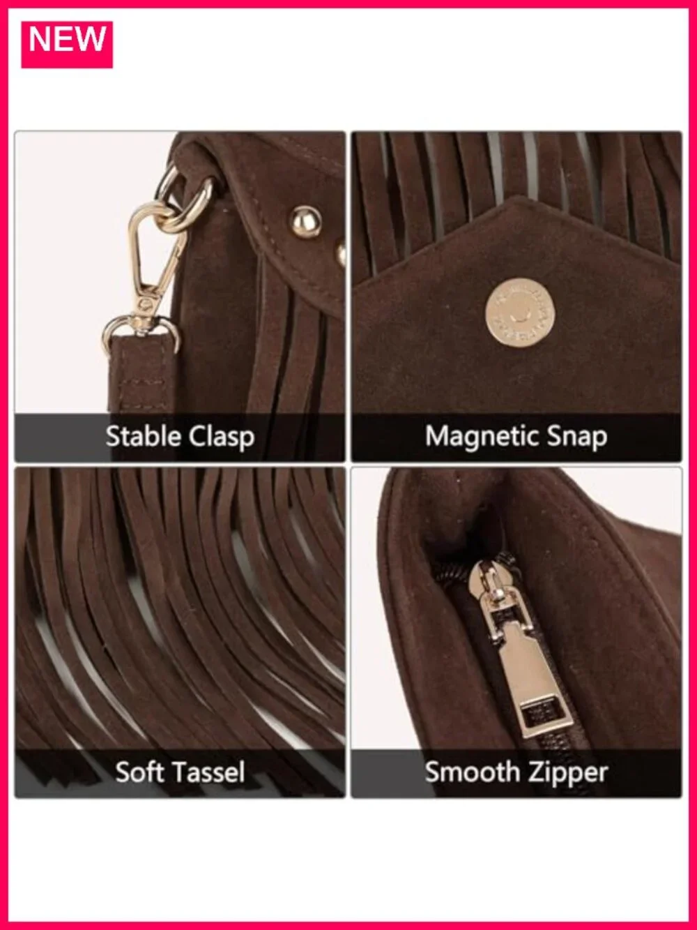 Small Fringe Western Crossbody Shoulder Suede Handbag